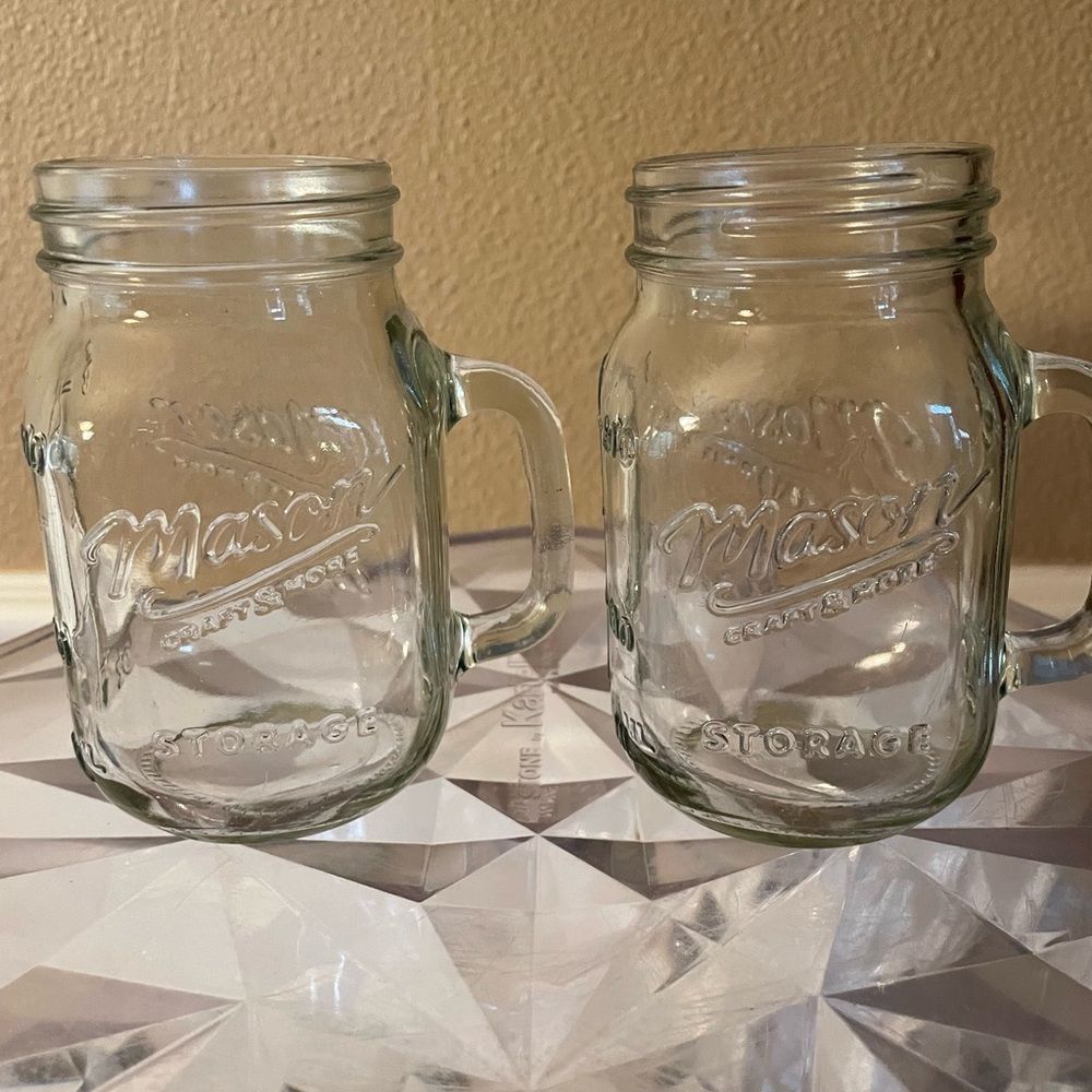 Mason Glass 4 Ounce Drinking Glasses x 2